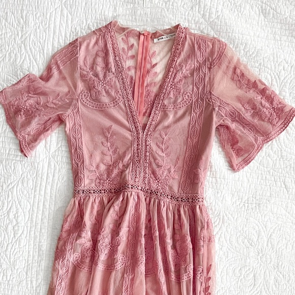 Bohme Lace Maxi Dress Mauve - Picture 3 of 5